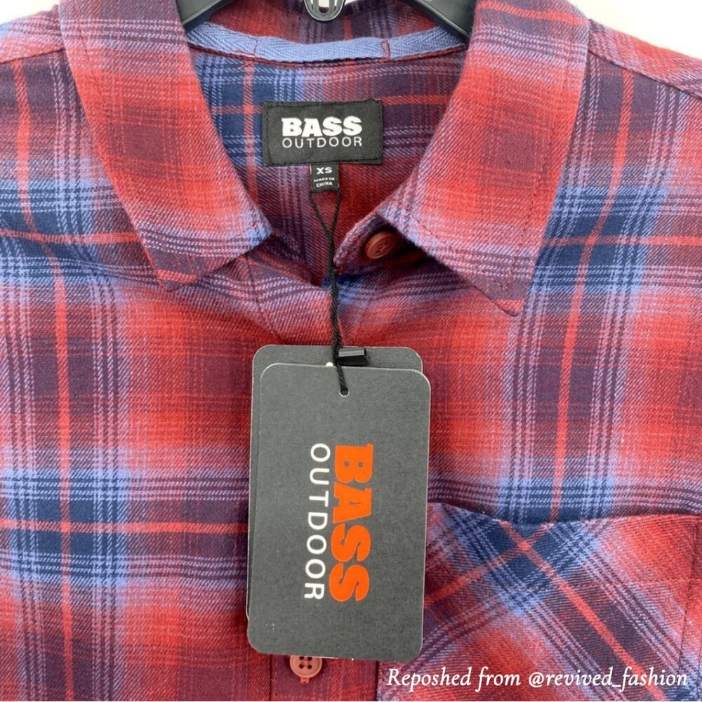 Bass Outdoor Plaid Long Sleeve Button Up Shirt Women’s XS Oversized New - Picture 4 of 7
